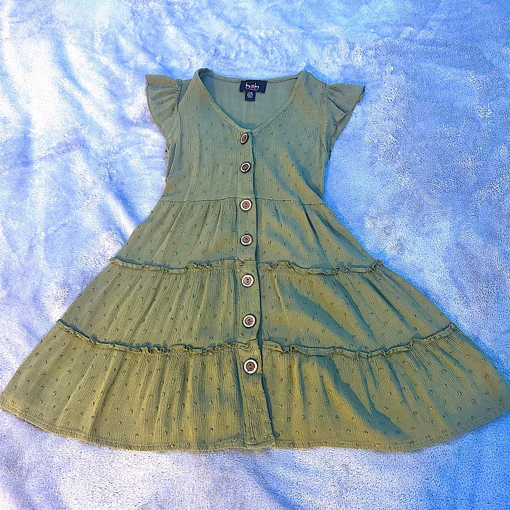 Green By & By Girl button up mini dress size XS